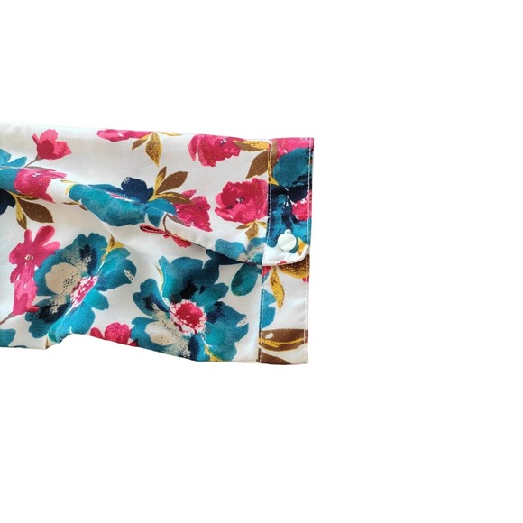 WOMAN'S VAN HAUSEN FLORAL AND LACE DRESS BLOUSE - SIZE LG. BLUE/GREEN RED - Picture 6 of 8